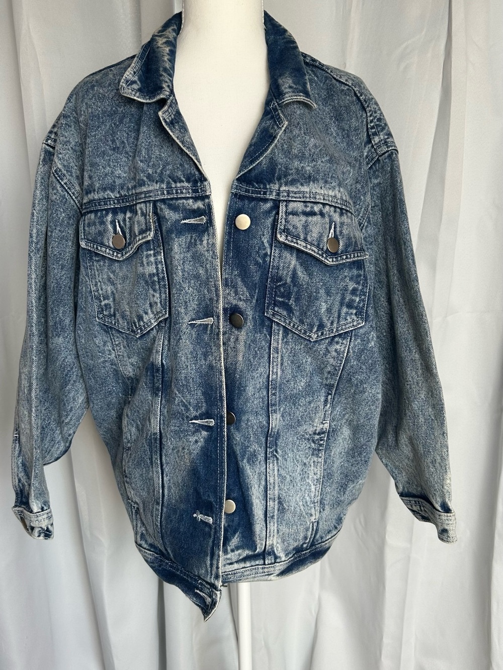 Vintage Sears Acid Wash Denim Jacket Medium Oversized Blue Trucker 80s 90s.B102